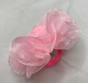 کش موی سر حریر صورتی با گل تزئینی لایه ای و براق