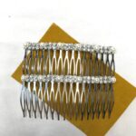 شانه مو مرواریدی با نگین شفاف پایه موج‌دار فلزی (جفتی)، مناسب شینیون و استایل‌های مجلسی