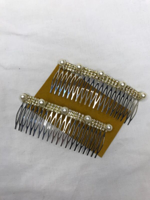 شانه مو با دیزاین نگین و مروارید – جفتی – ۱۰.۵ سانتی‌متری