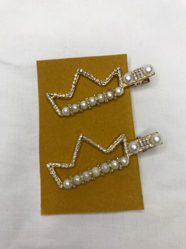 گلسر انبری ستاره طلایی با دیزاین مروارید و نگین – ۷ سانتی‌متری